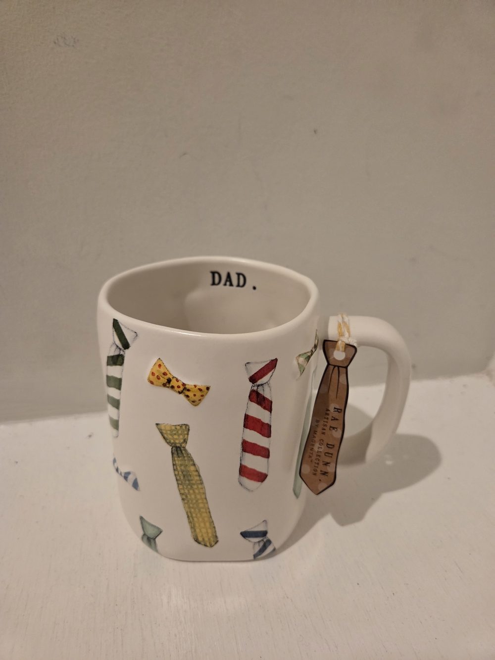 Rae Dunn DAD Ceramic Mug with Colorful Tie Illustrations